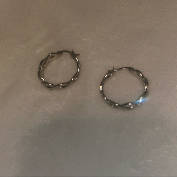 Silver Hoop Earrings - Picture 3 of 4